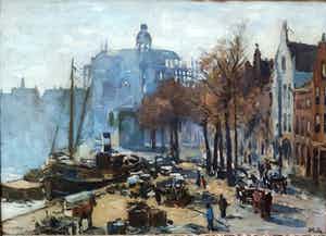 Adrianus Miolee - Spaarne, Haarlem met gebouw Vroom&Dreesmann verkocht voor € 1050!