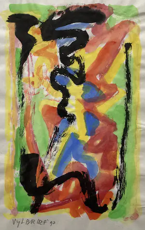 Ernst Vijlbrief - zonder titel, aquarel op papier - ingelijst - gesigneerd - 1992 kopen? Bied vanaf 50!