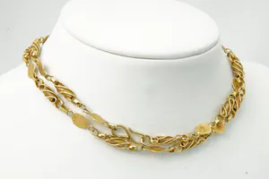 Lang Surinaams 18Krt geel-gouden zg. "Piet-Piet"of Nugget collier -  gekeurd kopen? Bied vanaf 100!