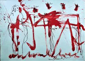 Anton Heyboer - Confrontatie tussen de mens het dier en de natuur . verkocht voor € 250!