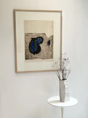 Cees Kortlang - Ets, Abstracte voorstelling in Blauw "Cold Blue" - Ingelijst 2/10 kopen? Bied vanaf 75!