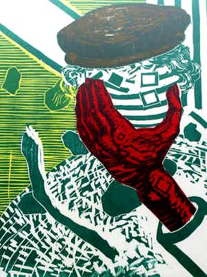 Roger Raveel - kleurenzeefdruk: de hand van de denker (oplage 30 stuks) - 1983 (nieuwe lijst!) verkocht voor € 750!