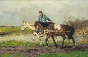 Johan Scherrewitz - Groot doek: Terugkerende boer kaufen? Bieten Sie von 1900!