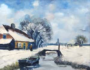 Jan Kelderman - C5164-3, Winter op de boerderij verkocht voor € 95!
