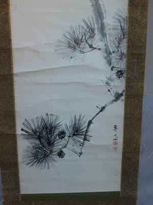 Niet of onleesbaar gesigneerd - Japanse scroll, “Havik op tak” - Aquarelverf en inkt op papier, 19e Eeuw kopen? Bied vanaf 10!