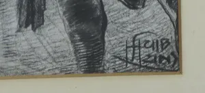 Huib Luns - Potloodtekening, Z.T. Voorstelling Klassieke Oudheid - Ingelijst kopen? Bied vanaf 1!