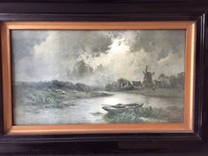 James Walter Gozzard - Waterlandschap - Olieverf op paneel, Ingelijst kopen? Bied vanaf 60!