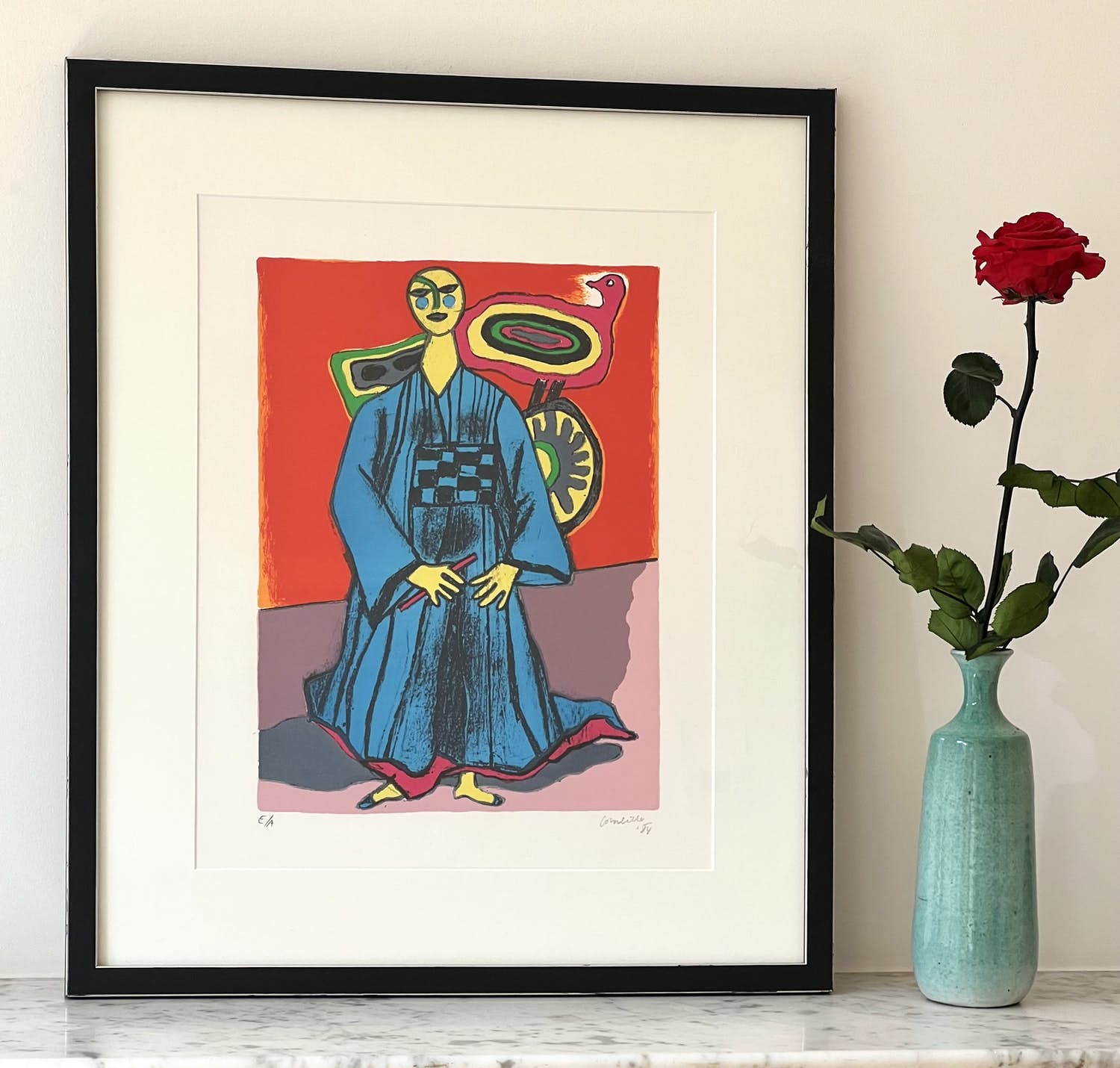 Corneille - Vrouw en kimono en vliegers - Herinnering aan Japan verkocht voor € 230!