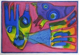 Geert Vrijdag - Zeefdruk, De machine uitgevlogen - Ingelijst kopen? Bied vanaf 50!