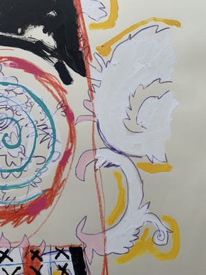 Bert Vredegoor - gemengde techniek op papier - 'King Crimsons castle' - 1984 (UNIEK WERK) kopen? Bied vanaf 1!