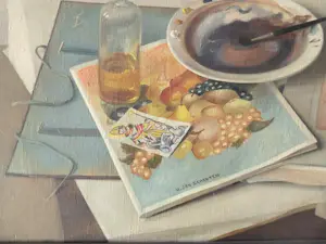 Jan Schouten - Realistisch stilleven met kunstenaarsattributen kopen? Bied vanaf 400!