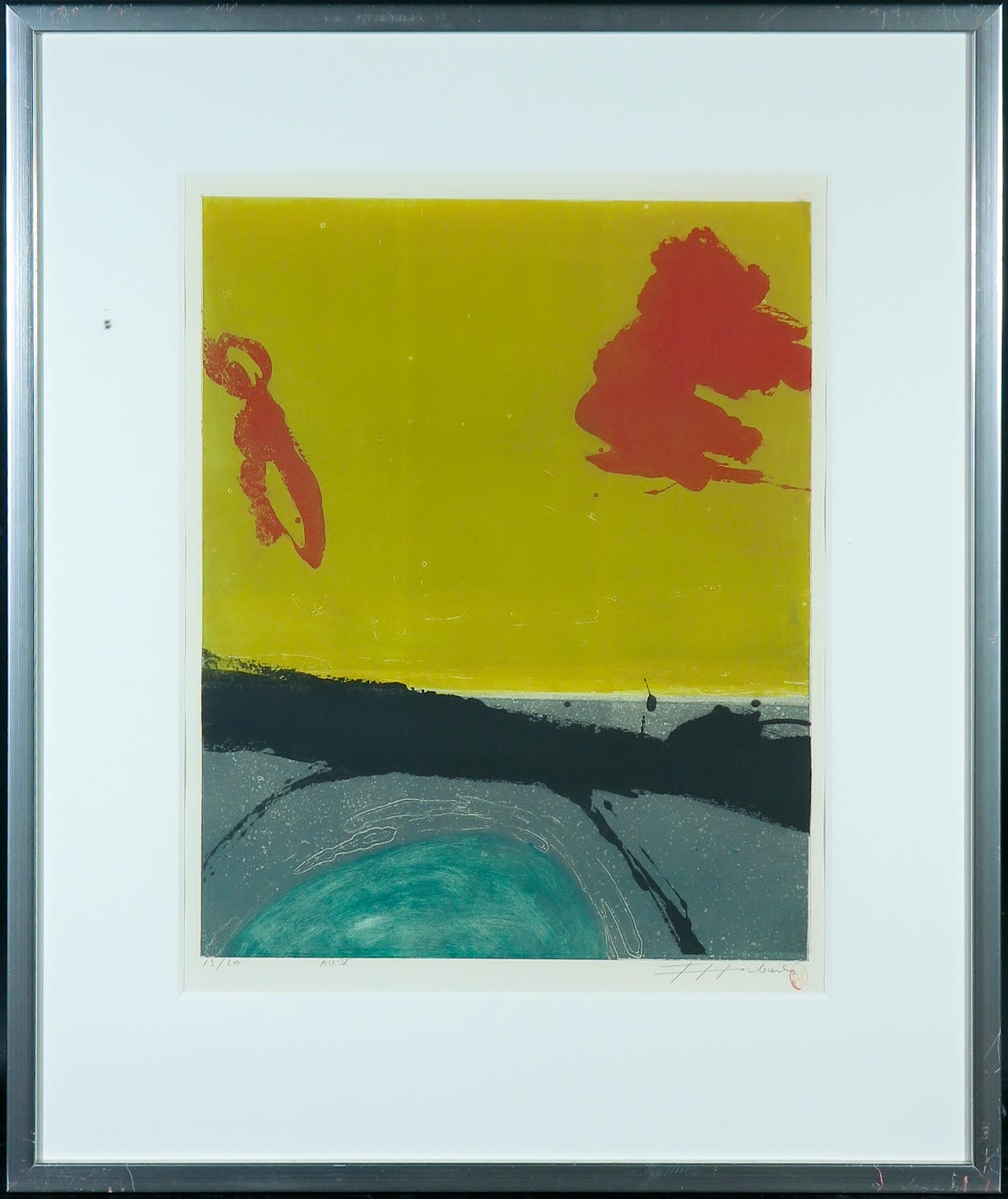 Frans Horbach - Ets, Abstract landschap - Ingelijst verkocht voor € 1!