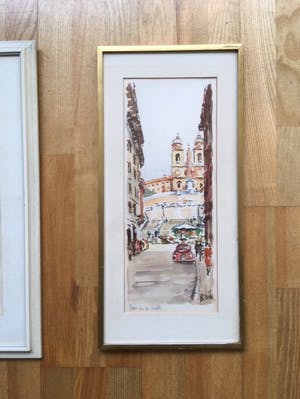 Niet of onleesbaar gesigneerd - Roma - 2x aquarel, in lijst kopen? Bied vanaf 1!