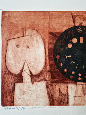 Hannes Postma - Zeldzame 1960 gemengde techniek (o.a. ecoline) "Magische Cirkel" gesigneerd kopen? Bied vanaf 78!