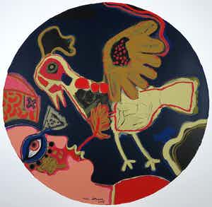 Corneille - Zeefdruk, Libre oiseau verkocht voor € 200!