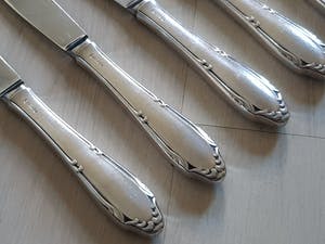 Georg Nilsson - Broodmes, 6 Dinermessen 6 Dinerlepels - Model Riche 694 kopen? Bied vanaf 1!