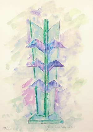 Jan Wolkers - Offset-litho, Ontwerp voor het Theo Thijssen-monument - Ingelijst kopen? Bied vanaf 50!