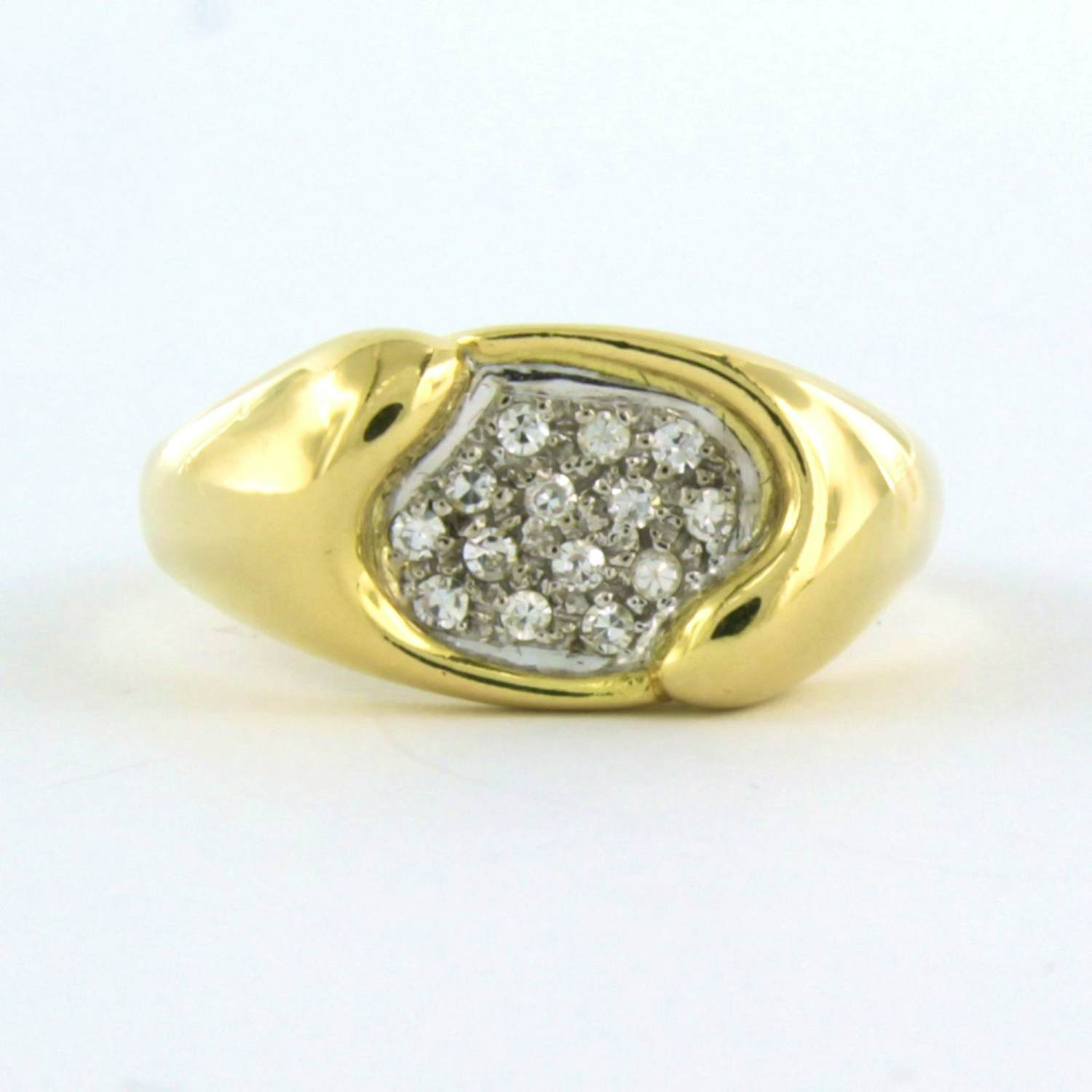 18k bicolor gouden ring bezet met single cut geslepen diamant tot. 0,14ct kopen? Bied vanaf 500!