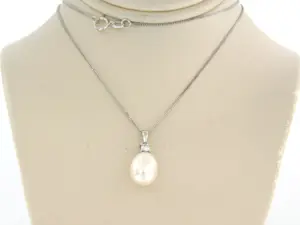14k WIT gouden collier met hanger bezet met parel en briljant geslepen diamant kaufen? Bieten Sie von 170!