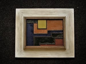 Pjotr van Oorschot - Geometrische Hout en Acrylverf Collage "Hommage a de Stijl" gesigneerd kopen? Bied vanaf 40!
