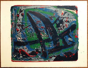 Wim Motz - Abstracte compositie, litho kopen? Bied vanaf 35!