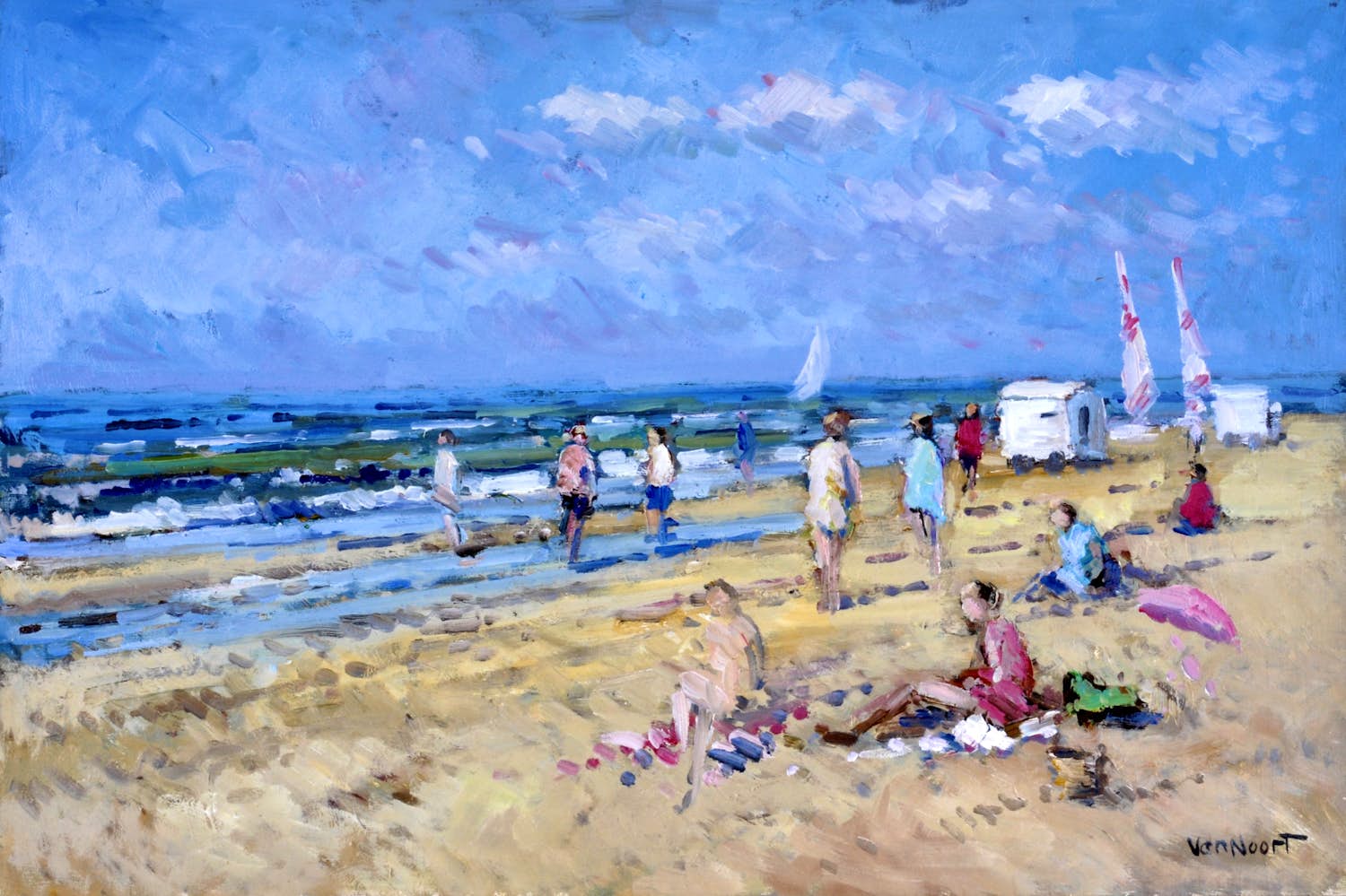 Arie-Kees van Noort - Zandvoort - Olie op paneel - Gesigneerd - 30x45 cm kopen? Bied vanaf 180!