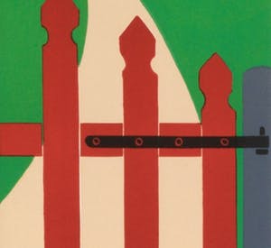 Joseph Willaert - Rood hekken met huisje in achtergrond kopen? Bied vanaf 350!