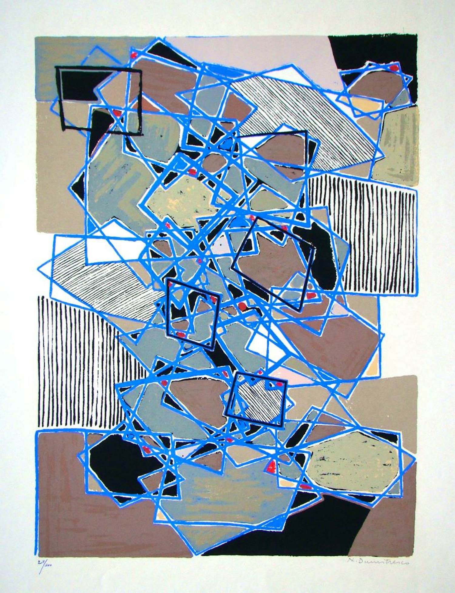 Natalia Dumitresco - Composition abstrait - Originele zeefdruck - 1954 kopen? Bied vanaf 150!