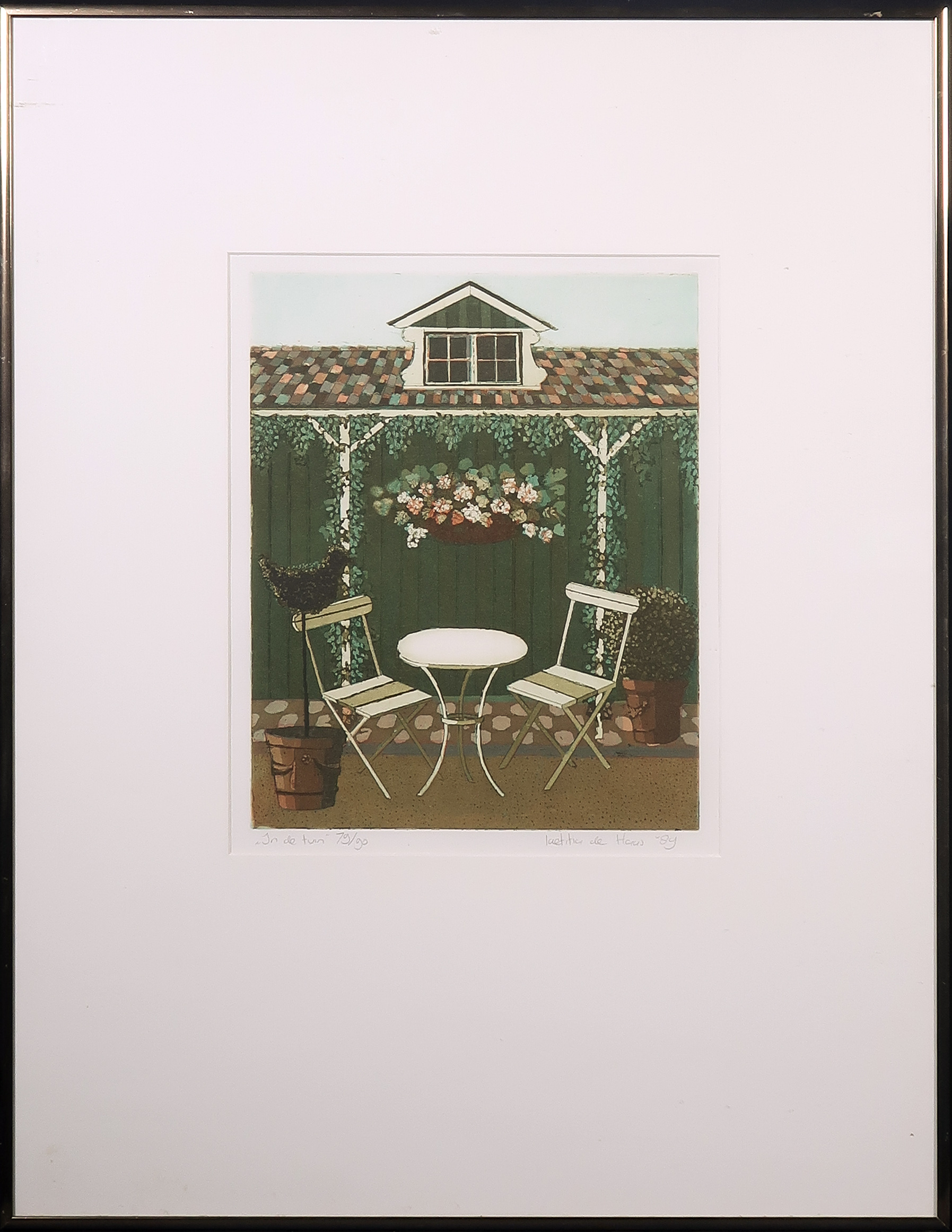 Laetitia de Haas - Ets en aquatint, In de tuin - Ingelijst kopen? Bied vanaf 1!