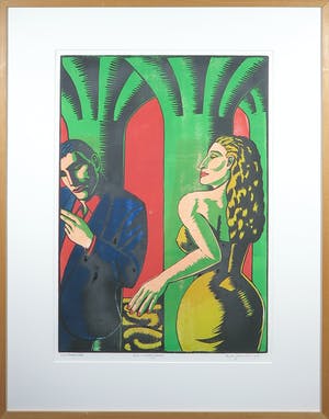 Leon Janssen - Houtsnede, Het voorbijgaan - Ingelijst kopen? Bied vanaf 50!