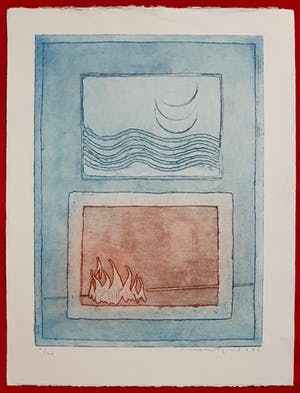Jan Montyn - Elementen water en vuur, aquatint ets kopen? Bied vanaf 95!
