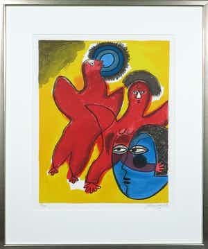 Corneille - Zeefdruk, Zonder titel, Ingelijst verkocht voor € 150!