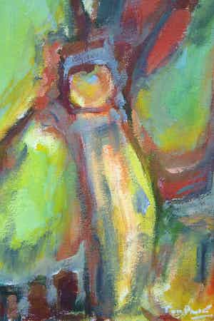 Ton Pape - Gouache op papier - "Abstracte compositie I" verkocht voor € 35!