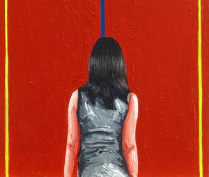 Gerard Boersma - Who's Afraid Of Red, Yellow And Blue (Vrouw met schilderij van Barnett Newman) kopen? Bied vanaf 75!
