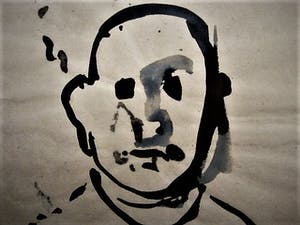 Niet of onleesbaar gesigneerd - Intrigerend 1973 express. Aquarel "portret man" gesigneerd - in passe partout kopen? Bied vanaf 1!