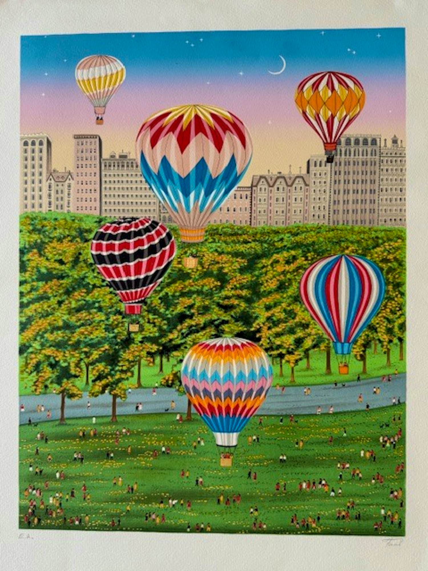 Francois Ledan - Lithographie "Ballooning over Central Park" kopen? Bied vanaf 105!