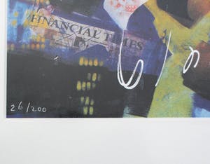 Herman Brood - ingelijste zeefdruk: financial times (nette lijst!) kopen? Bied vanaf 250!
