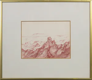 Hans Steggerda - Pentekening, Recht op staand - Ingelijst kopen? Bied vanaf 1!