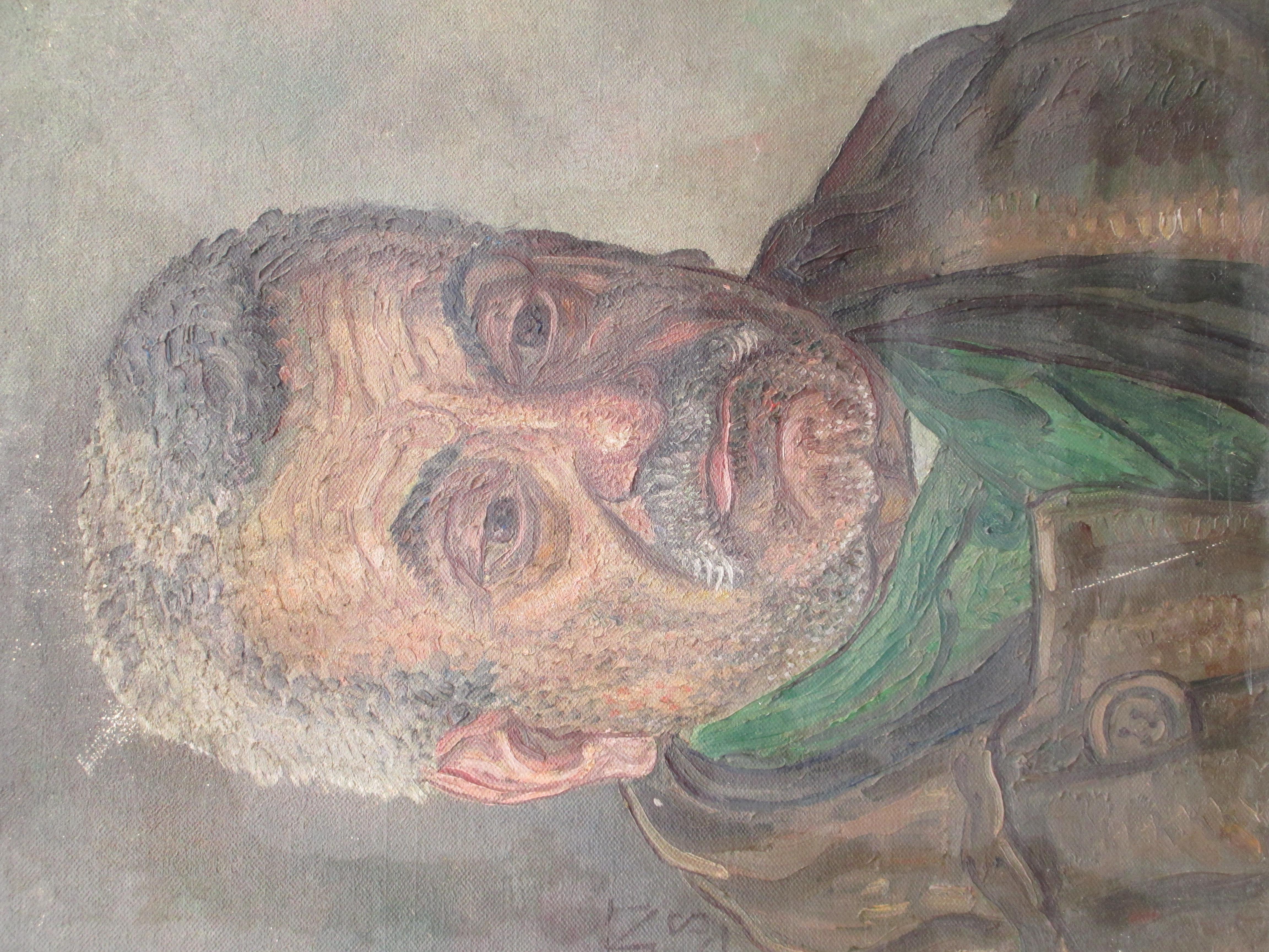 Jakob Nieweg - Portret man met baard en sjaal - Olieverf op doek 1928 verkocht voor € 250!