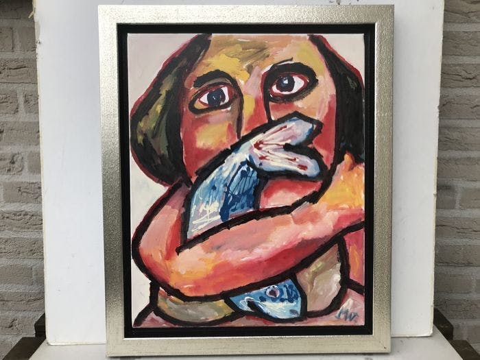 Martin van Wordragen - Olieverf op doek - Verse vis 2009 verkocht voor € 310!