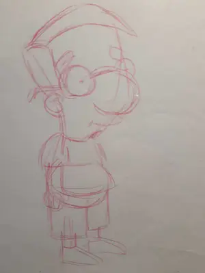 Matt Groening - originele productietekening The Simpsons, Milhouse ingelijst + Certificaat kopen? Bied vanaf 80!