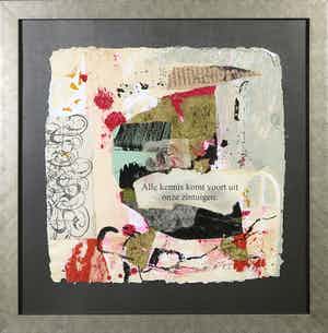 Miriam Slaats - Zeefdruk, Alle kennis komt voort uit onze zintuigen - Ingelijst verkocht voor € 1!