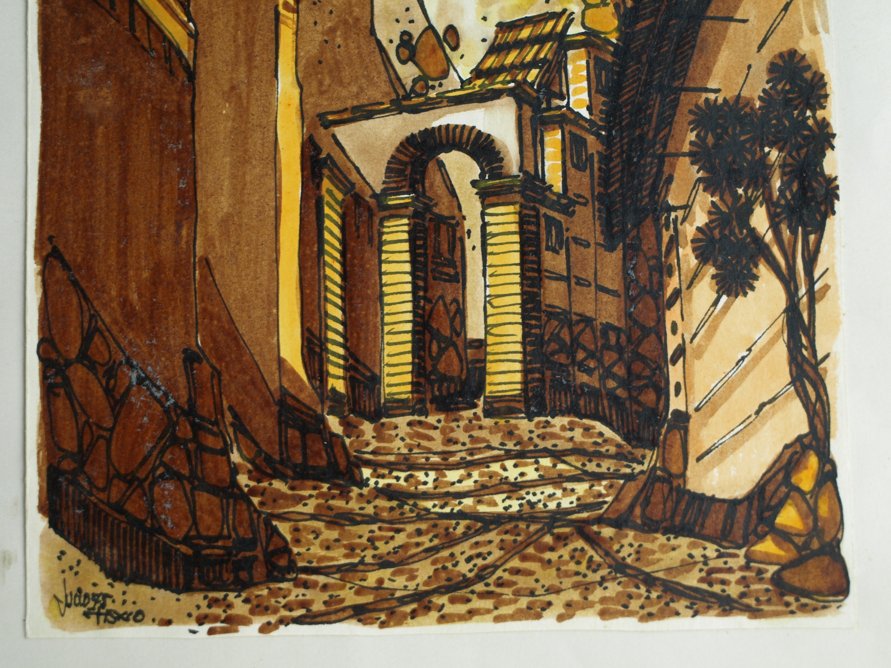 Niet of onleesbaar gesigneerd - 2 Aquarellen , Dorpsgezichten - gesigneerd kopen? Bied vanaf 1!