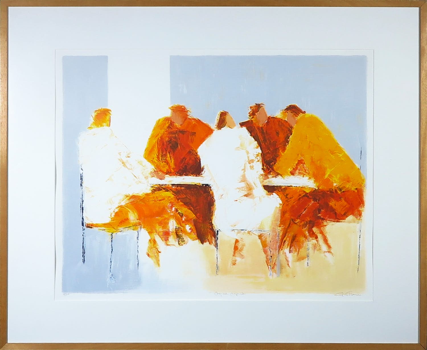 Wil Willemsen - Zeefdruk, Nog even napraten - Ingelijst (Groot formaat!) verkocht voor € 50!