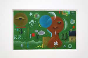 Leon Savelsberg - gouache - "semi abstracte miniatuur compositie" verkocht voor € 45!