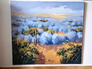 Günter Georg Burr - Ölgemälde Landschaft Lavendelfeld 80er Jahre kopen? Bied vanaf 520!