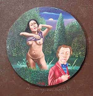 Ferry Slebe - "Hommage aan Melle". Olie op rond paneel verkocht voor € 50!