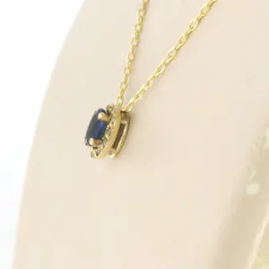 14k gouden collier en hanger met saffier en briljant geslepen diamant kopen? Bied vanaf 170!