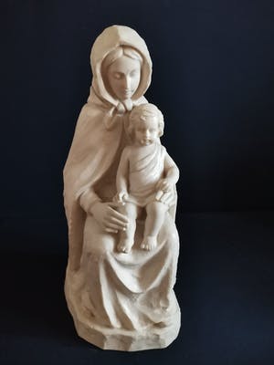 Lorenzo Dal Torrione - Religieus beeld van Moeder met Kind in albast kopen? Bied vanaf 125!