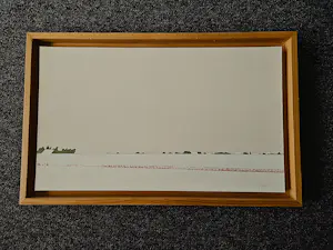 Mar Vedder - Unica (3/5) zeefdruk "wijds Gronings landschap/doorgesneden" in lijst - ges. kopen? Bied vanaf 68!